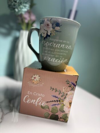 003 Taza de Café Algodoncita – Taza de Cerámica con Mensaje Motivacional “Persevera, Amiga” – 16 Onzas